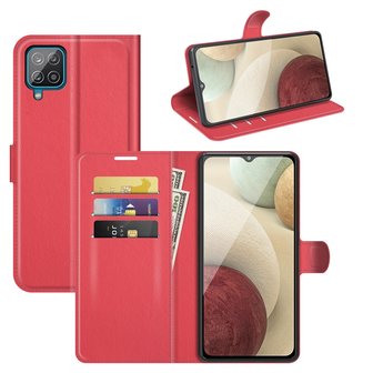 Samsung Galaxy M22 / Galaxy A22 4G Hoesje, MobyDefend Kunstleren Wallet Book Case, Rood