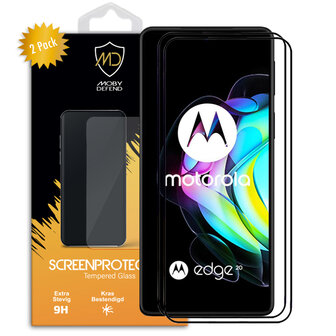 2-Pack Motorola Edge 20 Screenprotectors, MobyDefend Gehard Glas Screensavers, Zwarte Randen