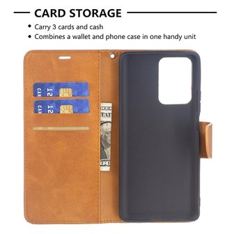 Xiaomi 11T / Xiaomi 11T Pro Hoesje, MobyDefend Wallet Book Case Met Koord, Lichtbruin