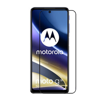 3-Pack Motorola Moto G51 Screenprotectors, MobyDefend Gehard Glas Screensavers, Zwarte Randen