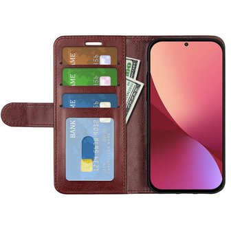 Xiaomi 12 / 12X Hoesje, MobyDefend Wallet Book Case (Sluiting Achterkant), Bruin