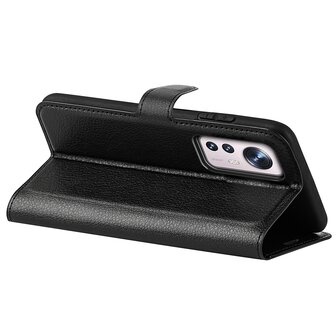 Xiaomi 12 / 12X Hoesje, MobyDefend Kunstleren Wallet Book Case, Zwart