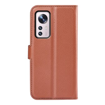 Xiaomi 12 / 12X Hoesje, MobyDefend Kunstleren Wallet Book Case, Bruin