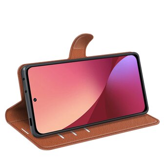 Xiaomi 12 / 12X Hoesje, MobyDefend Kunstleren Wallet Book Case, Bruin