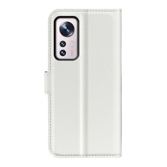 Xiaomi 12 / 12X Hoesje, MobyDefend Kunstleren Wallet Book Case, Wit
