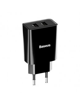 Baseus oplader - Snellader met 2 USB poorten - 2.1A - Zwart