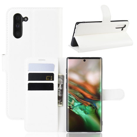 erger maken Tanzania Kruipen Samsung Galaxy Note 10 hoesje, 3-in-1 bookcase, wit