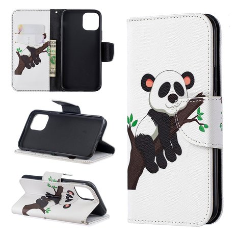 iPhone 11 Pro hoesje, 3-in-1 bookcase met print, panda in boom