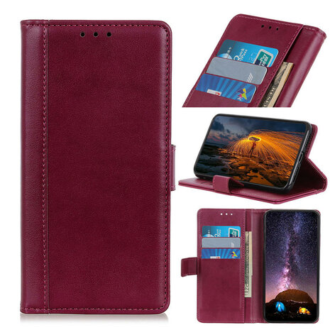 Samsung Galaxy A31 hoesje, Luxe wallet bookcase, Rood-paars