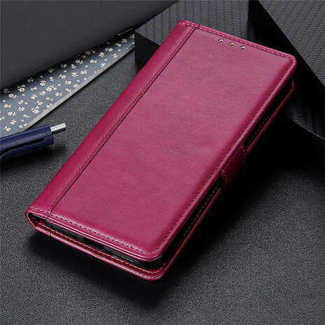 Samsung Galaxy A31 hoesje, Luxe wallet bookcase, Rood-paars
