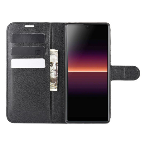 Sony Xperia L4 hoesje, Wallet bookcase, Zwart