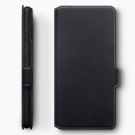 Samsung Galaxy A31 hoesje, MobyDefend slim-fit extra dunne bookcase, Zwart