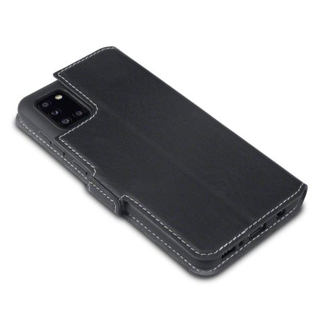 Samsung Galaxy A31 hoesje, MobyDefend slim-fit extra dunne bookcase, Zwart
