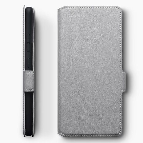 Samsung Galaxy A31 hoesje, MobyDefend slim-fit extra dunne bookcase, Grijs