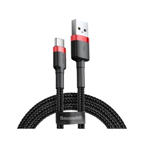 Baseus USB-C naar USB-A kabel, 2 Meter, Zwart-Rood