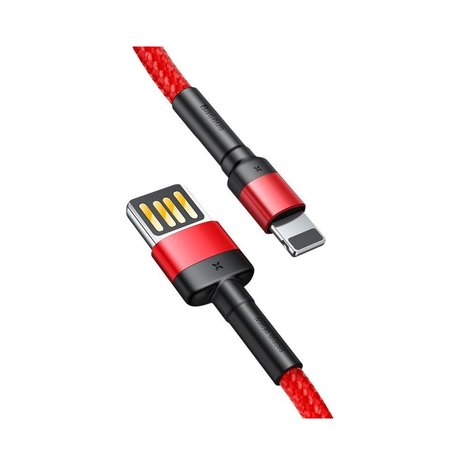 Baseus USB-A naar Lightning kabel, 2 Meter, Rood-Zwart