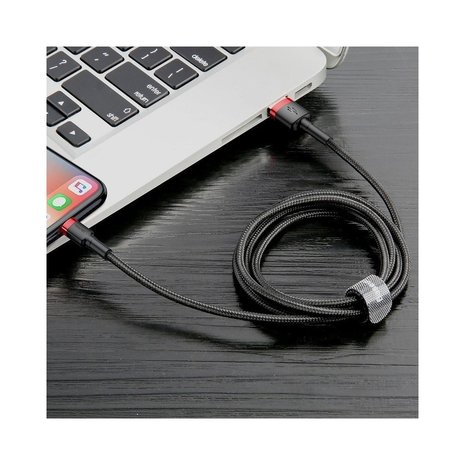 Baseus USB-A naar Lightning kabel, 3 Meter, Zwart-Rood