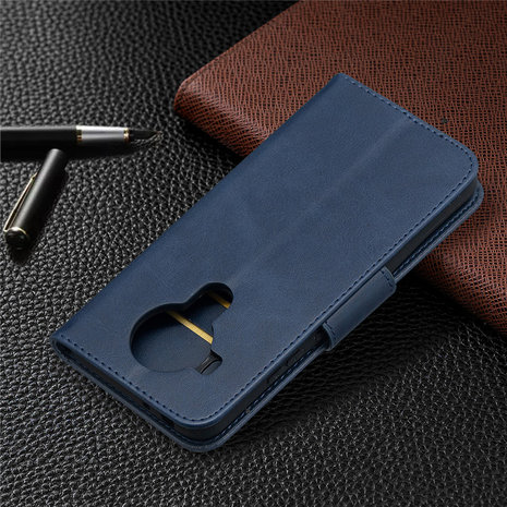 Nokia 5.4 hoesje, MobyDefend Wallet Book Case Met Koord, Blauw
