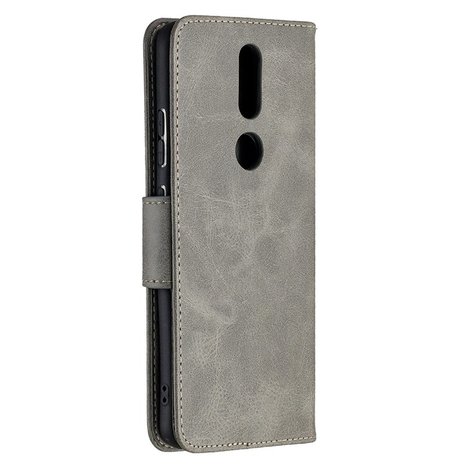Nokia 2.4 hoesje, MobyDefend Wallet Book Case Met Koord, Grijs