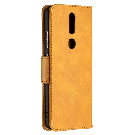 Nokia 2.4 hoesje, MobyDefend Wallet Book Case Met Koord, Lichtbruin