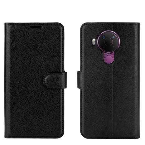 Nokia 5.4 hoesje, MobyDefend Kunstleren Wallet Book Case, Zwart