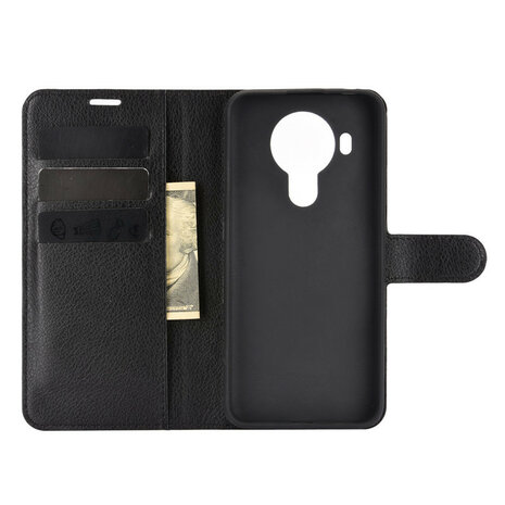 Nokia 5.4 hoesje, MobyDefend Kunstleren Wallet Book Case, Zwart