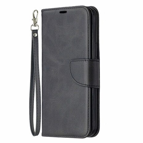 Apple iPhone 12 Pro Max hoesje, MobyDefend Wallet Book Case Met Koord, Zwart