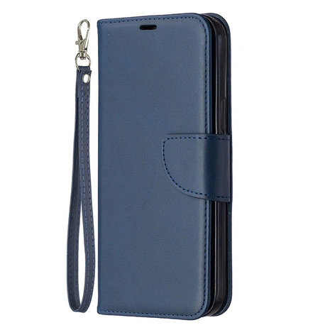Apple iPhone 12 Pro Max hoesje, MobyDefend Wallet Book Case Met Koord, Blauw