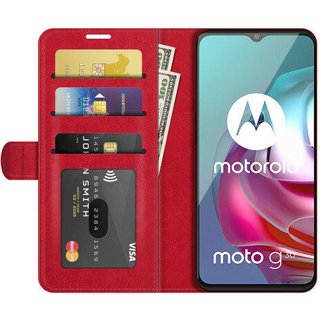 Motorola Moto / G20 / G10 hoesje, MobyDefend Wallet Book Case (Sluiting Achterkant), Rood