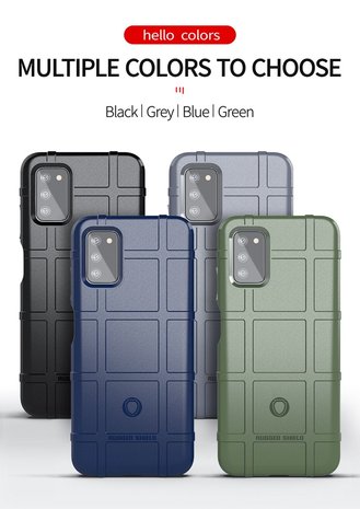 Samsung Galaxy A03s Hoesje, Rugged Shield TPU Gelcase, Blauw