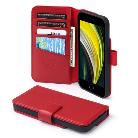 Weigeren Voorzien Grillig iPhone SE (2020/2022) / iPhone 7 / iPhone 8 Hoesje, Luxe MobyDefend Wallet  Bookcase, Rood