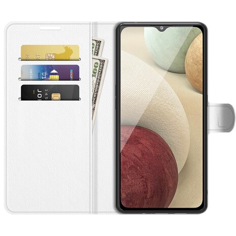 Samsung Galaxy M22 / Galaxy A22 4G Hoesje, MobyDefend Kunstleren Wallet Book Case, Wit
