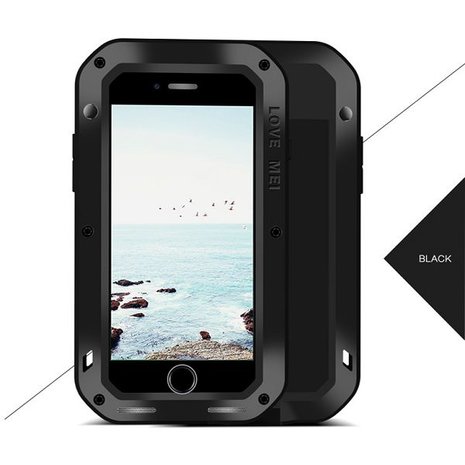 Incarijk veerboot Verplaatsing Apple iPhone 7 Plus / iPhone 8 Plus hoes, Love Mei, metalen extreme  protection case, zwart