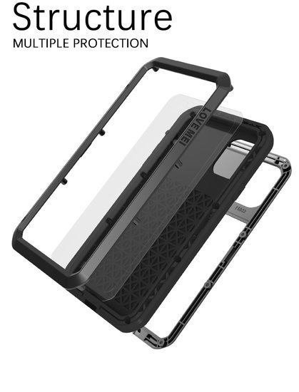 Apple iPhone 11 Pro Max Hoes - Love Mei Metalen Case - Extreme Protection - Zwart