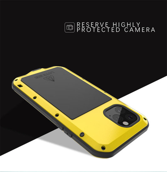 Apple iPhone 11 Pro Max Hoes - Love Mei Metalen Case - Extreme Protection - Zwart