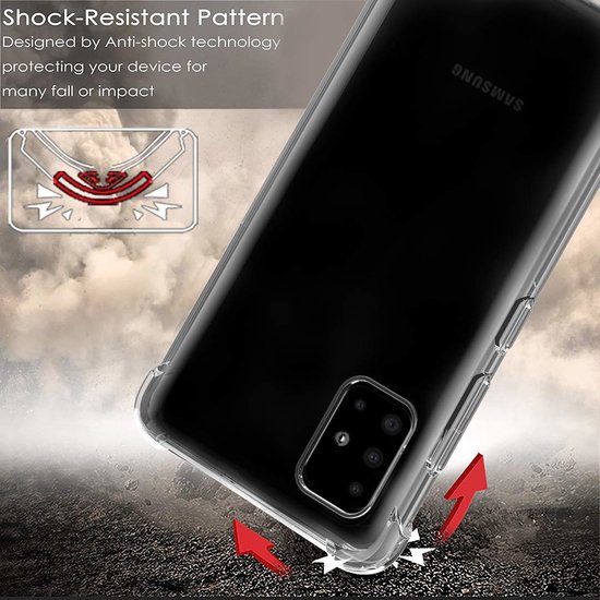 Samsung Galaxy A51 hoesje, Transparante Shock proof gel case met verstevigde hoeken, Volledig doorzichtig