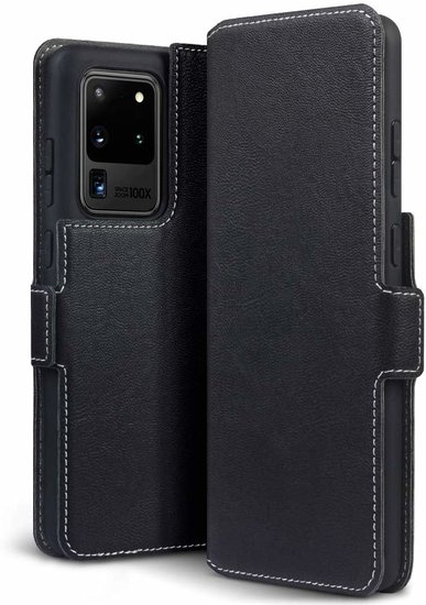 Samsung Galaxy S20 Ultra hoesje, MobyDefend slim-fit extra dunne bookcase, Zwart