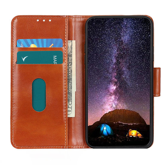 OnePlus 8 Pro hoesje, Wallet bookcase, Bruin