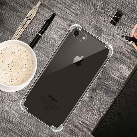 Apple iPhone SE (2020/2022) / iPhone 7 / iPhone 8 hoesje, Transparante Shock proof gel case met verstevigde hoeken, Volledig doorzichtig