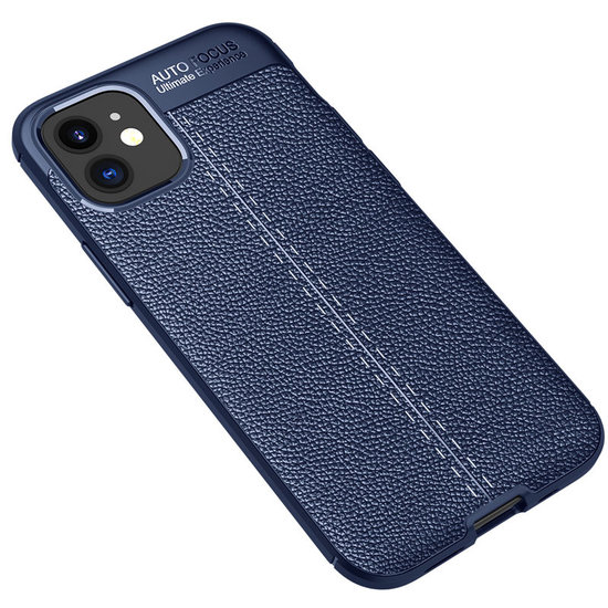 Apple iPhone 12 Mini hoesje, Gel case lederlook, Navy blauw