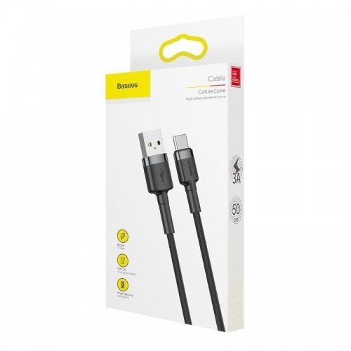 Baseus USB-A naar USB-C kabel - 2 Meter - Zwart-Grijs
