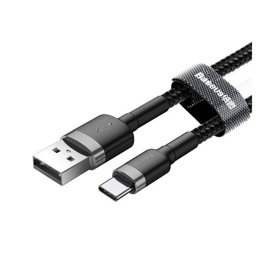 Baseus USB-A naar USB-C kabel - 2 Meter - Zwart-Grijs