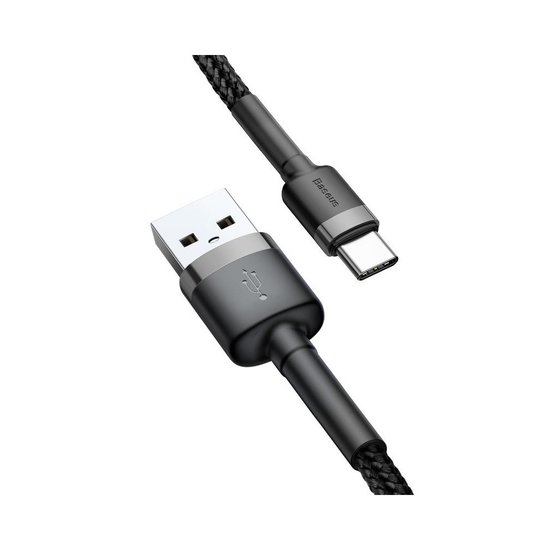 Baseus USB-A naar USB-C kabel - 2 Meter - Zwart-Grijs