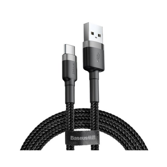 Baseus USB-A naar USB-C kabel - 2 Meter - Zwart-Grijs