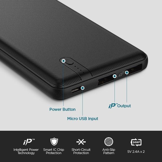 Spigen F711D powerbank - 10000 mAh - Zwart