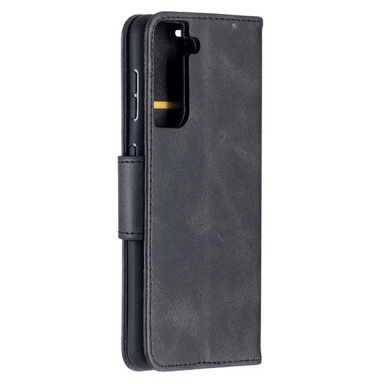 Samsung Galaxy S21 Hoesje - MobyDefend Wallet Book Case Met Koord - Zwart