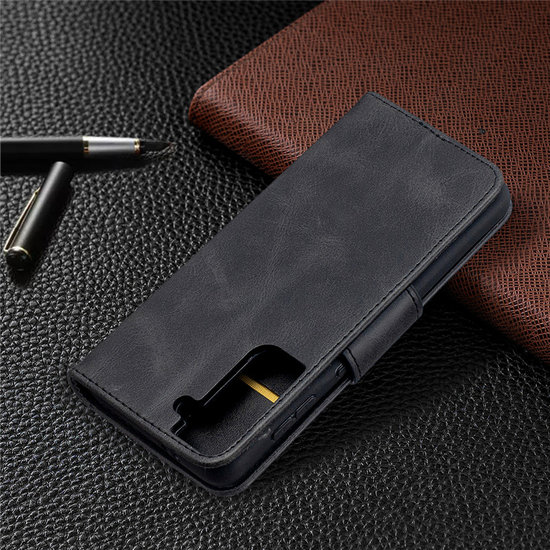 Samsung Galaxy S21 Hoesje - MobyDefend Wallet Book Case Met Koord - Zwart