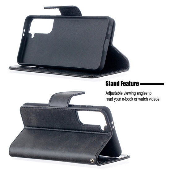 Samsung Galaxy S21 Hoesje - MobyDefend Wallet Book Case Met Koord - Zwart