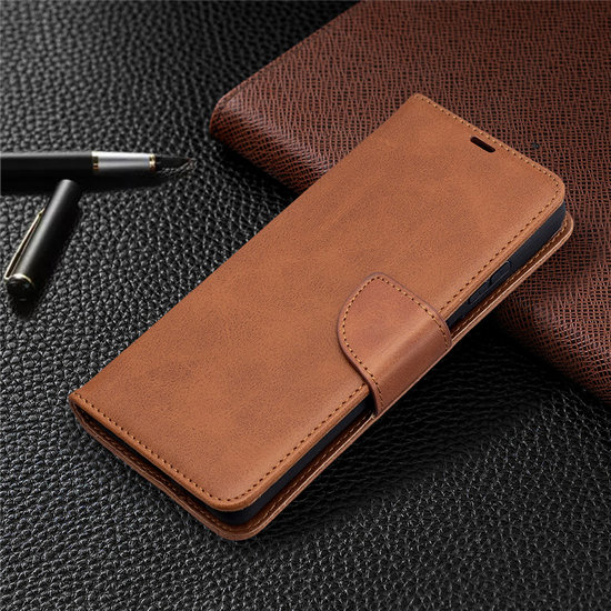 Samsung Galaxy S21 Ultra Hoesje - MobyDefend Wallet Book Case Met Koord - Bruin