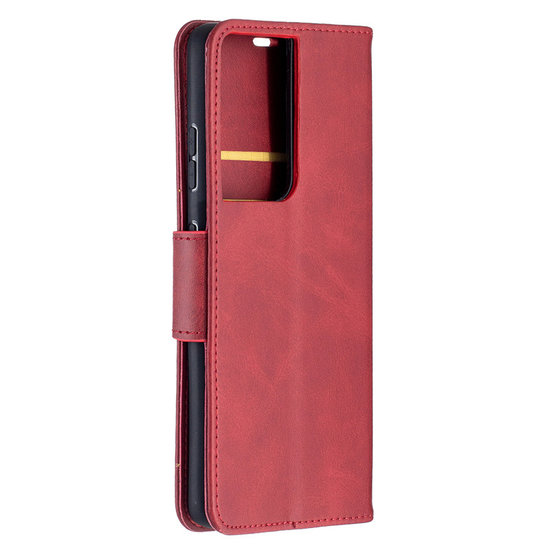 Samsung Galaxy S21 Ultra Hoesje - MobyDefend Wallet Book Case Met Koord - Rood